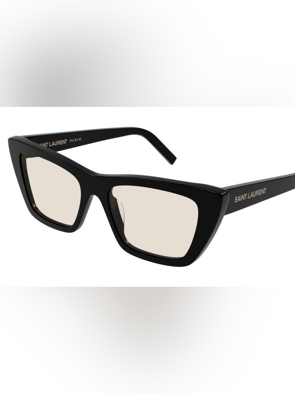 YSL Yves Saint Laurent Black Frame Sunglasses with Beige Lenses